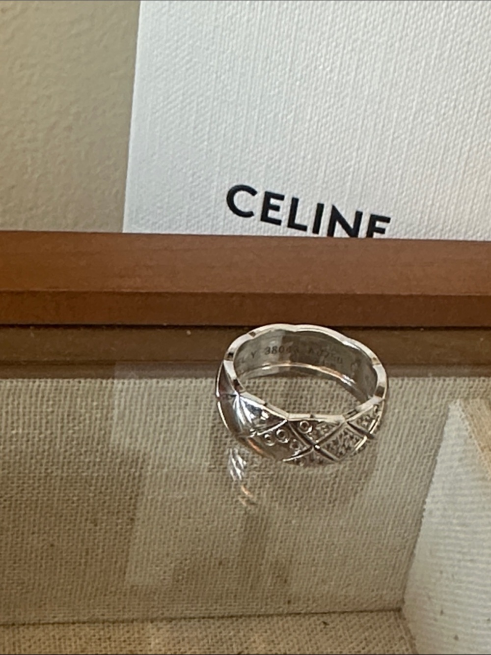 Chanel Silver Quilted-Pattern Band Ring